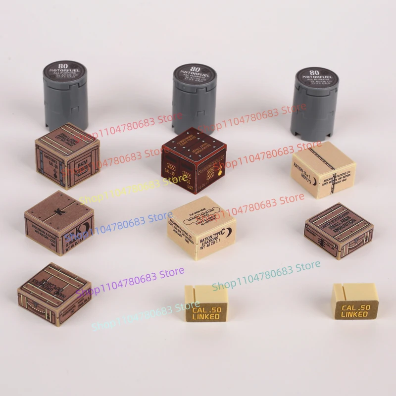 MOC Building Blocks Mini Figures Military Accessories Supply Pack Sticker Assembly Model Display Decorative Toy Gift Collectible