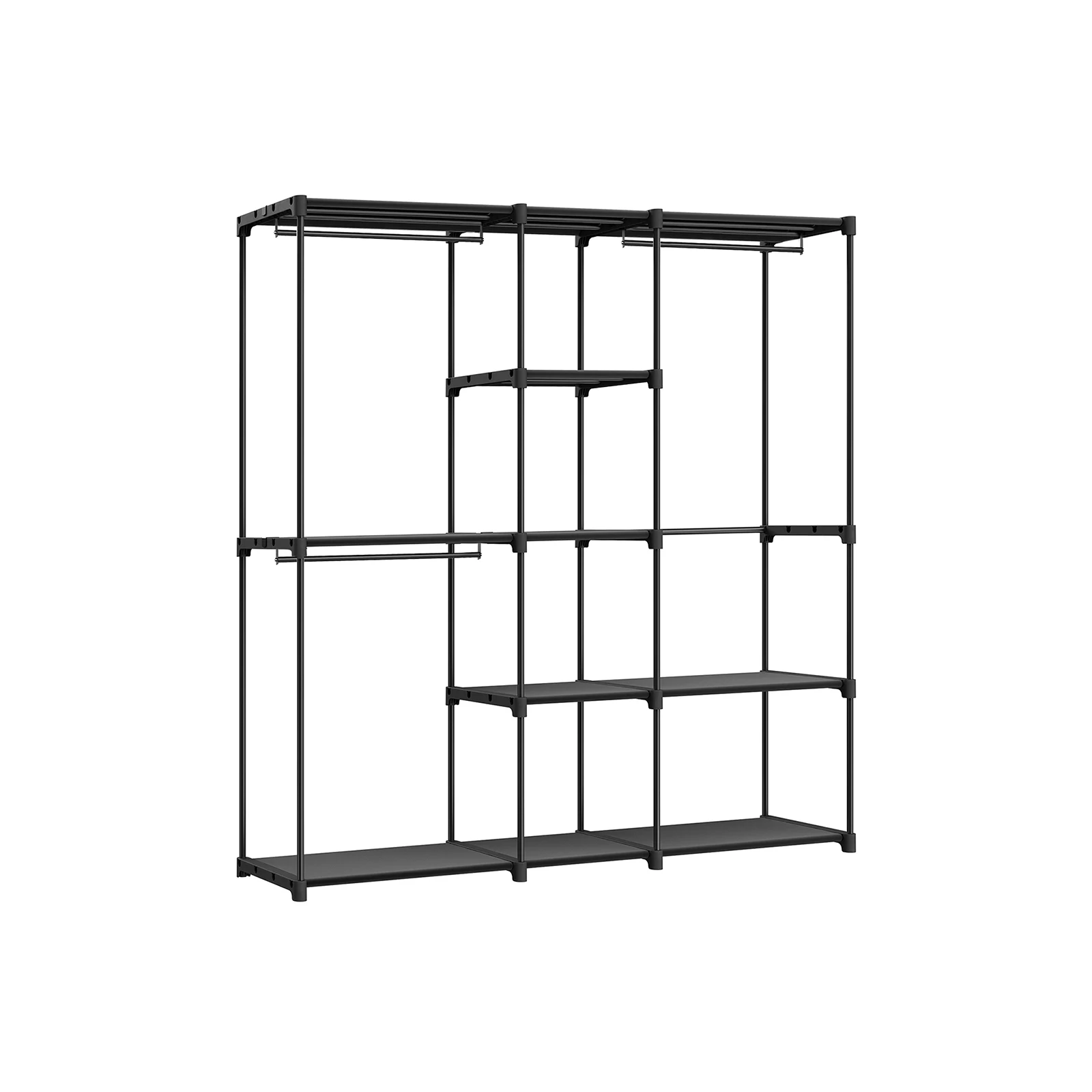 SONGMICS Portable Open Wardrobe, Clothes Rack, Freestanding Wardrobe with Clothes Rails and Fabric Shelves, 43 x 182 x 182 cm