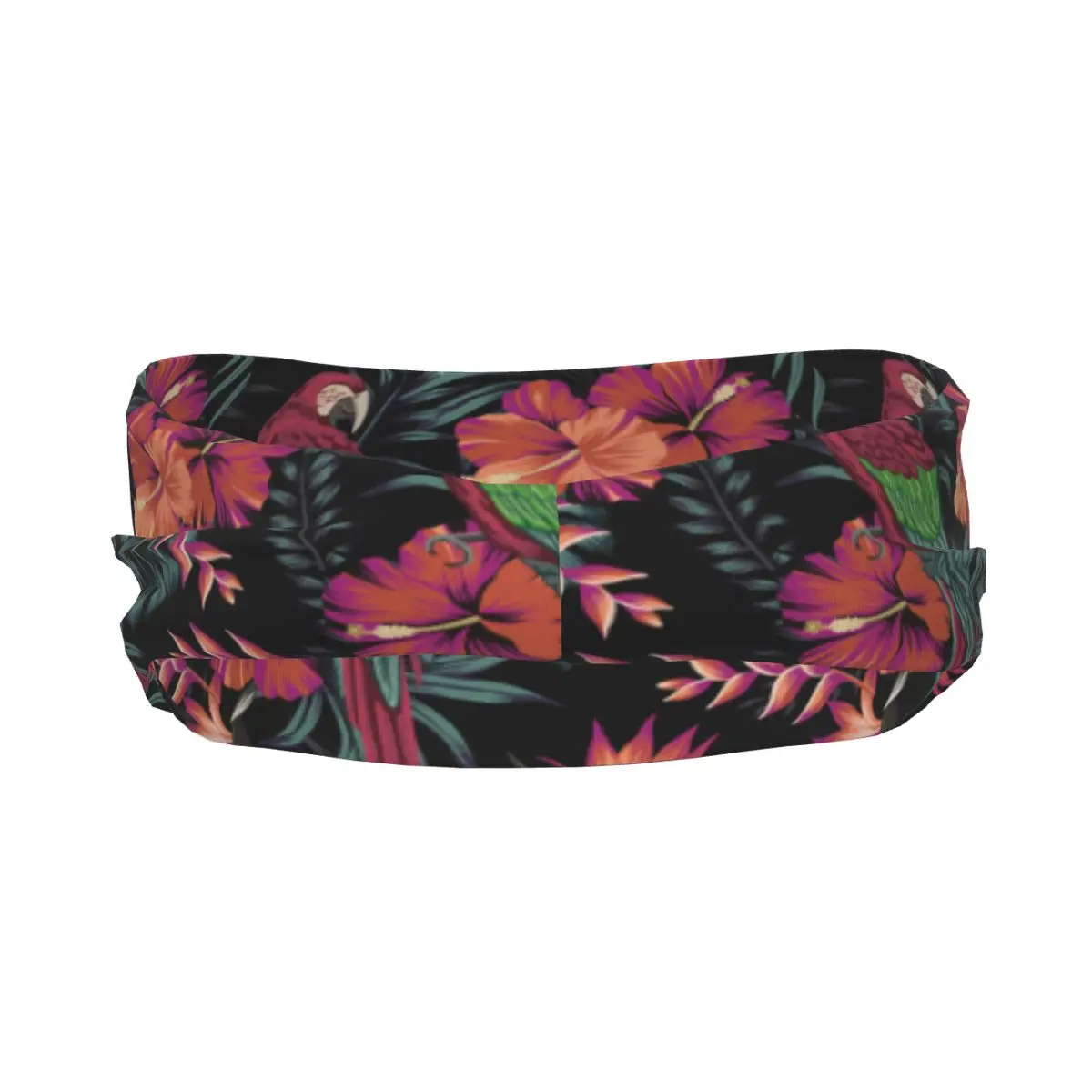 Tropical Macaw Parrot Hibiscus Strelitzia Flower Elastic Hair Band Yoga Headband Makeup Hair Hoop Headwrap