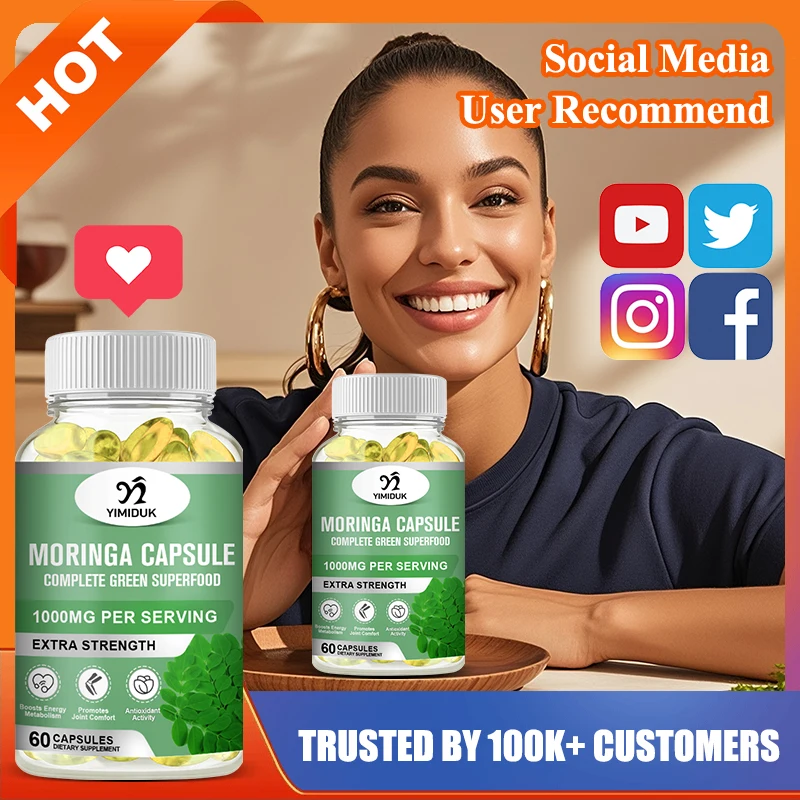

Yimiduk Natural Moringa Oleifera Supplement , for Skin Glow, Energy & Blood Sugar Balance, Booster Metabolism, Immune Defense