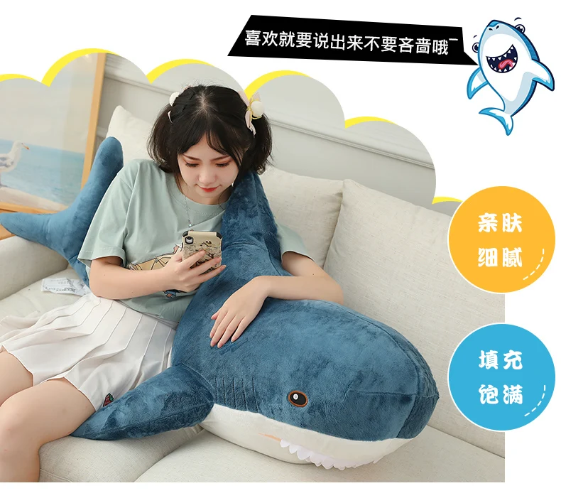 15-140cm kawaii rosa Hai Plüsch tier Riesen Stofftier große weiche Puppe Wal Delphin lange Schlaf kissen Mädchen Geschenk für Kinder – Detail 5