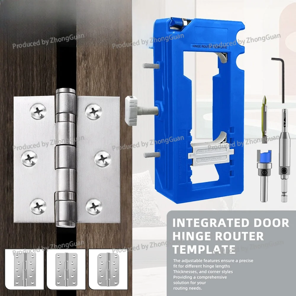 Door Hinge Fixture, Woodworking Door Hinge Chisel, Adjustable Door Hinge Router Template