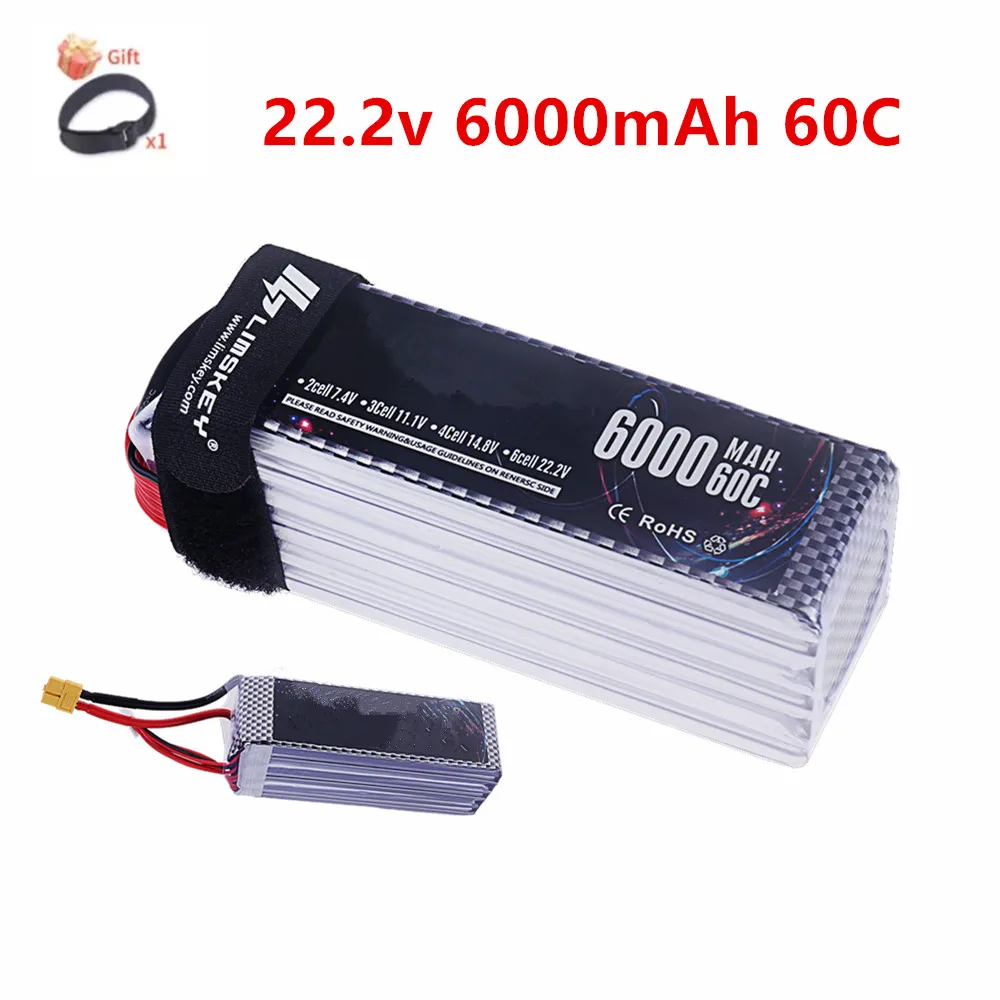 

6000mAh 6S 22.2V 60C RC Lipo Battery For RC Car FPV Truck Helicopter Rechargeable Battery With XT60 XT90 Connector