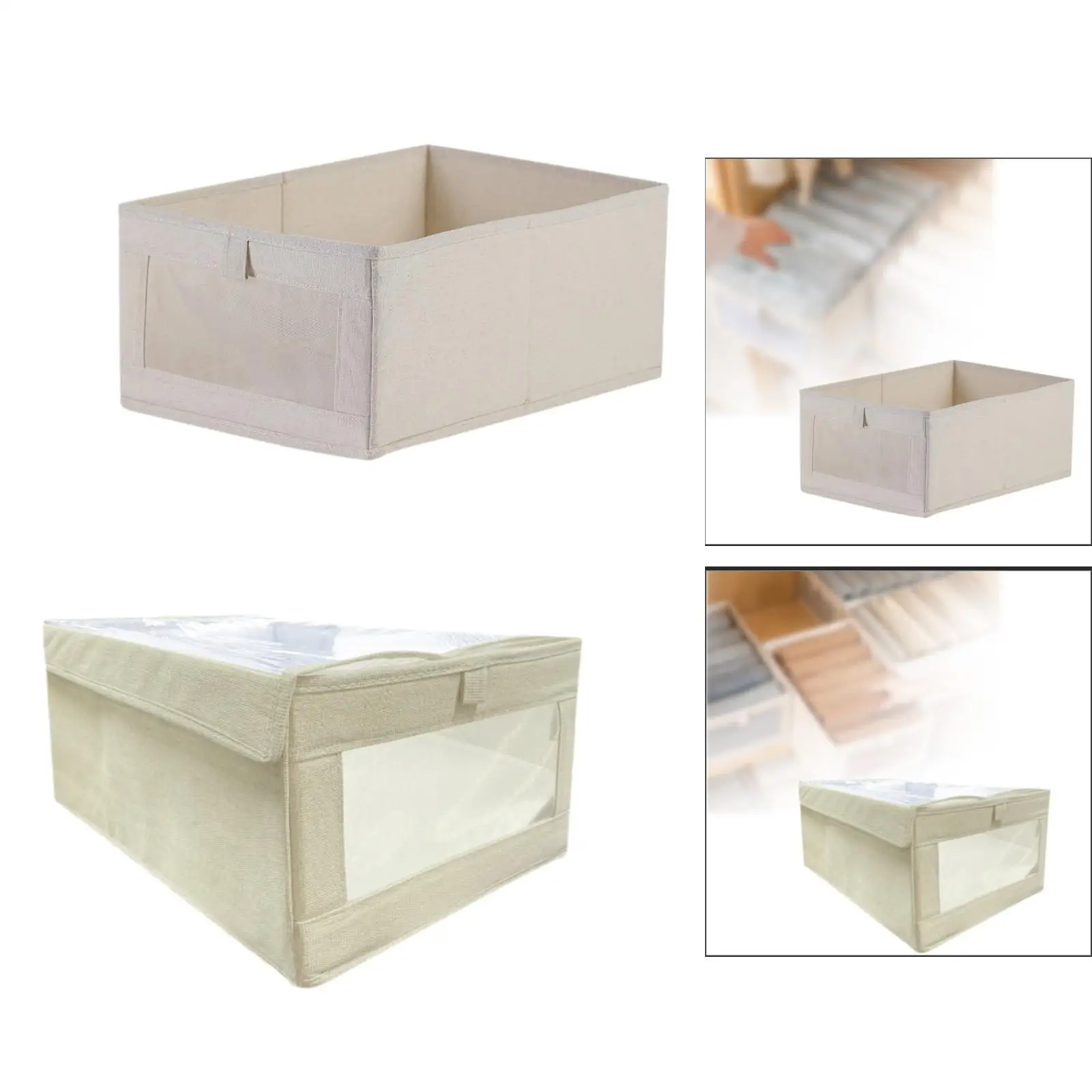 Storage Bin with Clear Window Foldable Cloth Basket Large Capacity Space Saving