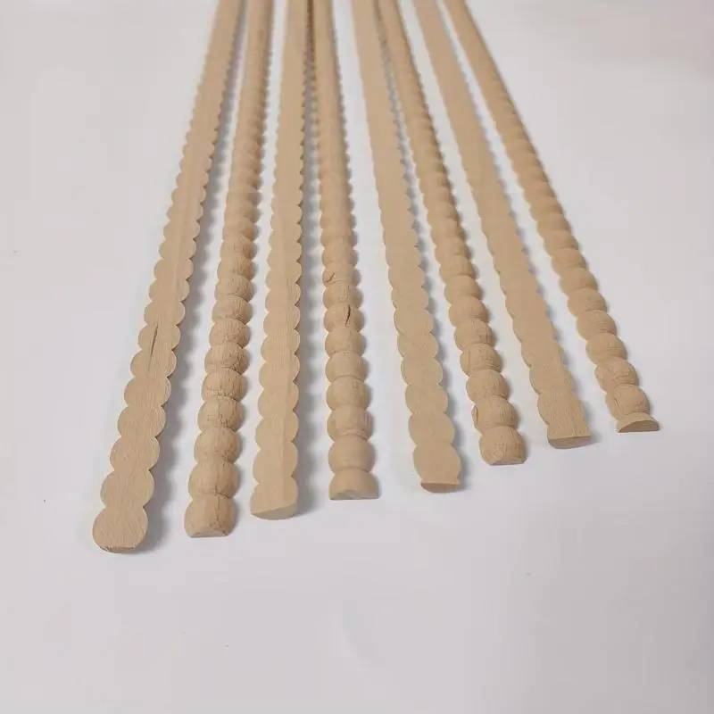 8pcs Multiple Sizes Unfinished Wood Beaded Trim, Decorative Beaded Wood Trim, Half Wooden Beads Trim Molding, For Home Decor