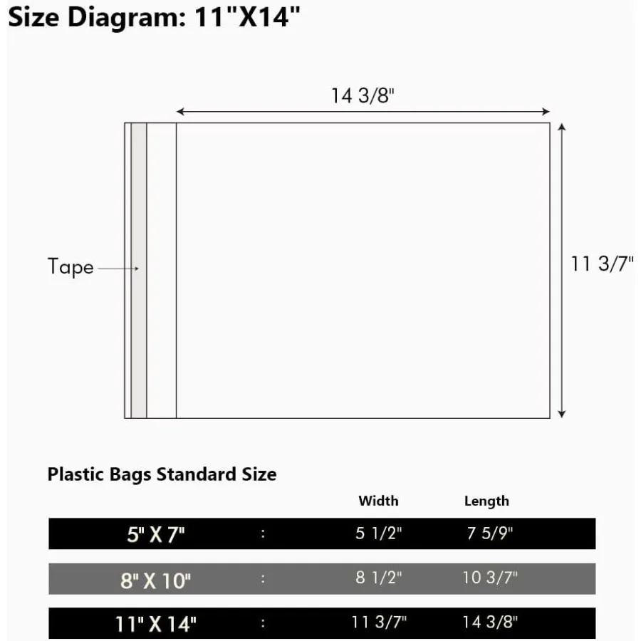 100 حزمة 11 3/7 × 14 3/8 بوصة كريستال صور الأكمام أكياس التخزين ل 11x14 صور حصيرة الأكمام الفنية للمطبوعات شفافة بروتي