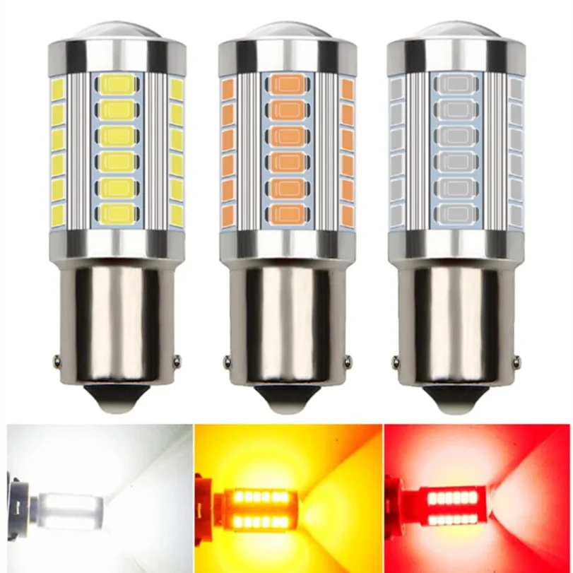 

PY21W P21/5W 1156 Ba15s 1157 Bay15d For Car LED Bulbs Turn Signal Light 12V 33SMD 7000K White Brake Reverse Parking Lamps