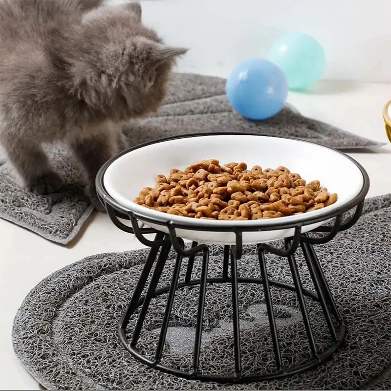 Ceramic For Dog Cat Puppy Kitten Elevated Cat Feeder Drinker Pet Feeder Bowl Pet Supplies Cat Food Bowl Water Feeder Container