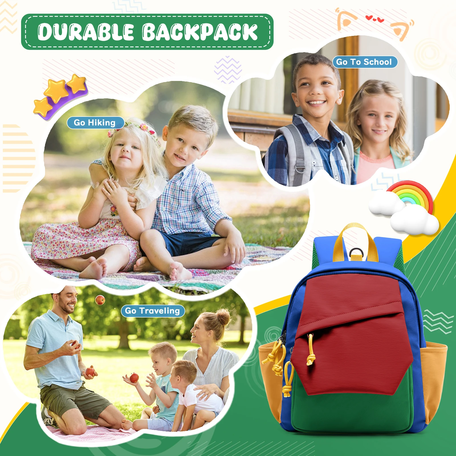 Kids Backpack Boys Girls Mimi Backpack, Preschool Backpack for Children Aged 3-6 First Grade Children School Backpack, Schoolbag