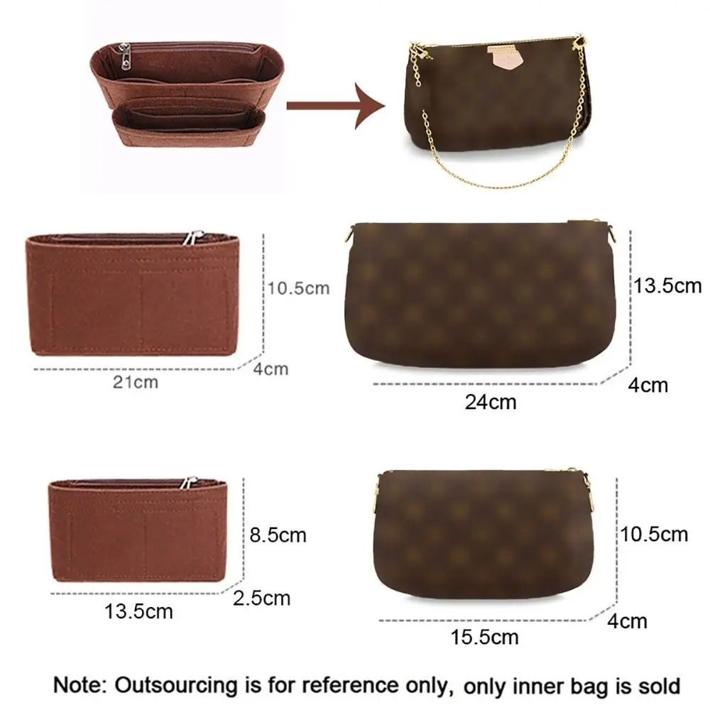 Felt Handbag Insert Bag Storage Bag Support Internal Bag Portable Organization Purse Liner for For LV Multi Pochette Accessoires