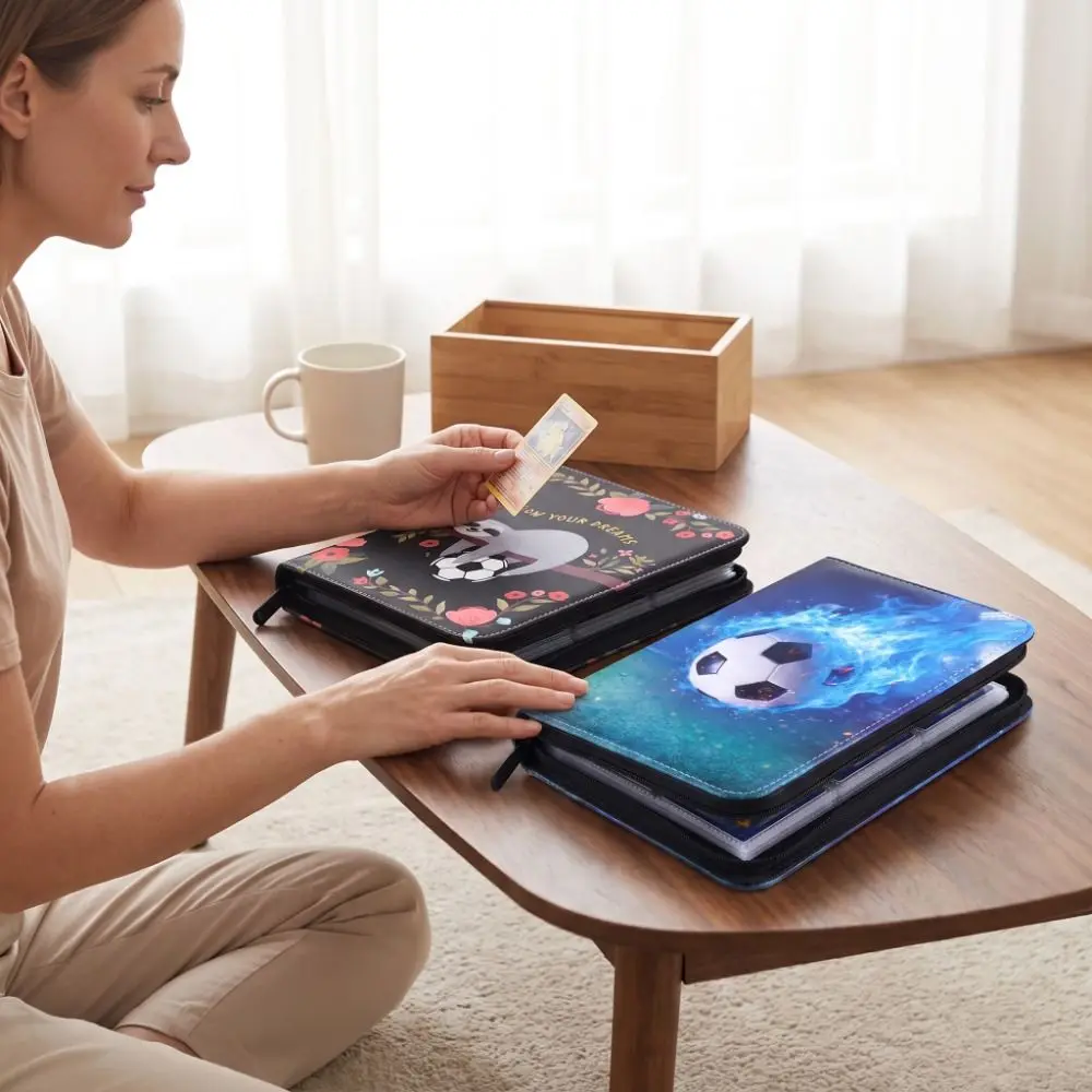 Christmas Gift Large Capacity Card Binder PU Leather Loose Leaf Card Collection Holder Zipper Waterproof Card Album Kids
