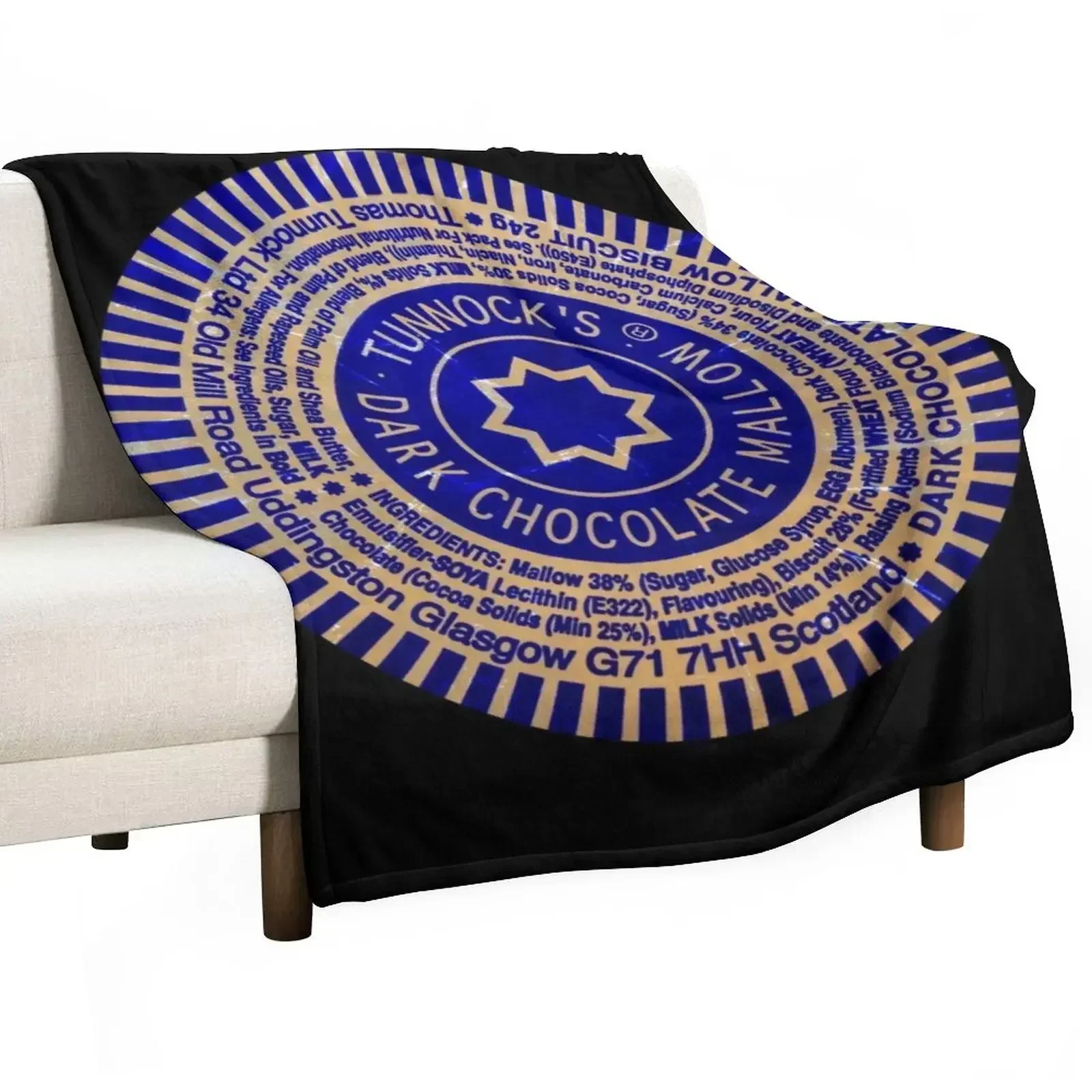 Tunnock's Dark Chocolate Mallow Throw Blanket Nap Sofa Quilt Blankets