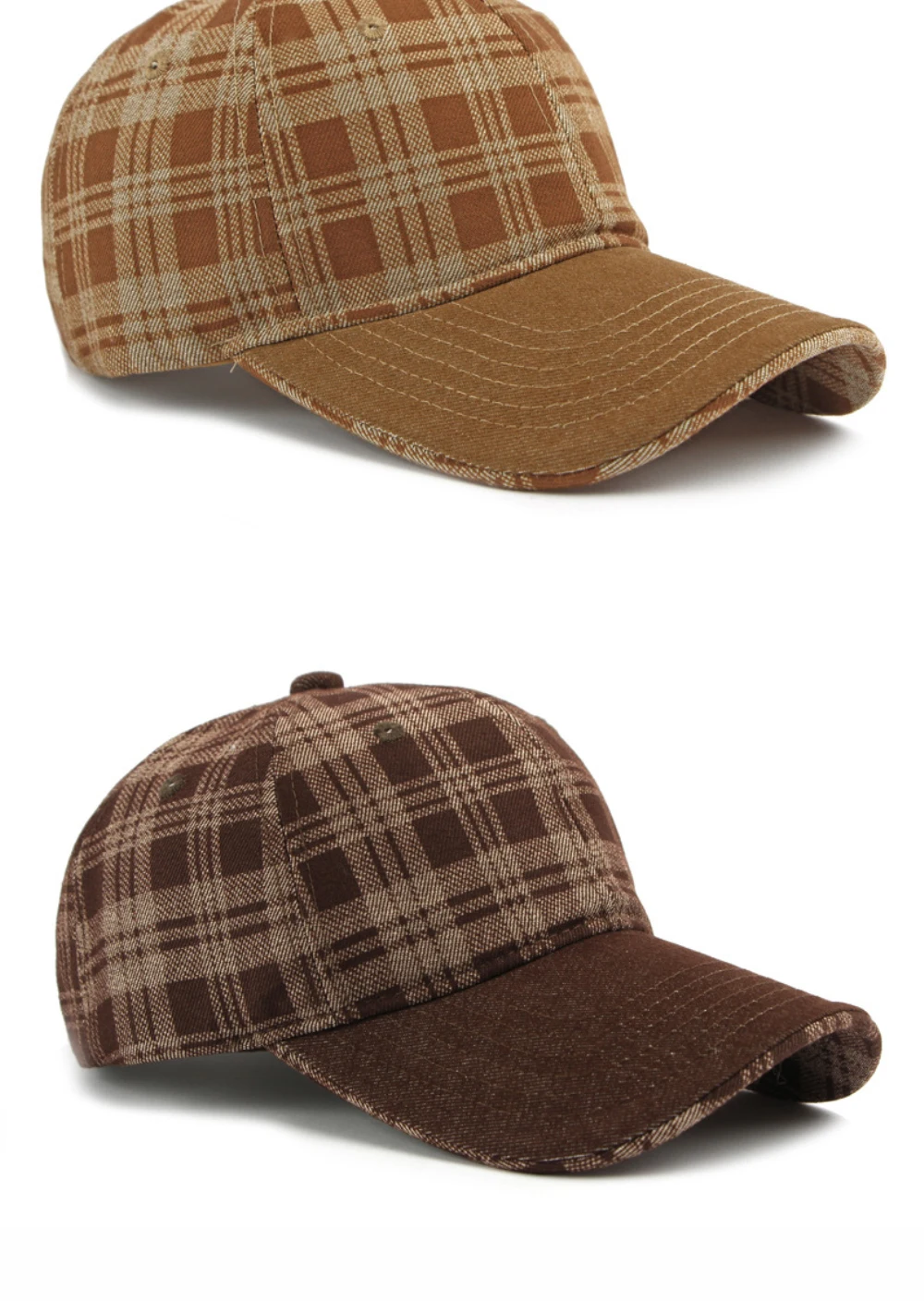 HT5084 Frühling Herbst Baseballkappen für Männer Frauen Karierte Verstellbare Snapback-Kappe Sonnenhut Unisex 6-Panel Denim Baseballmütze – Detail 7