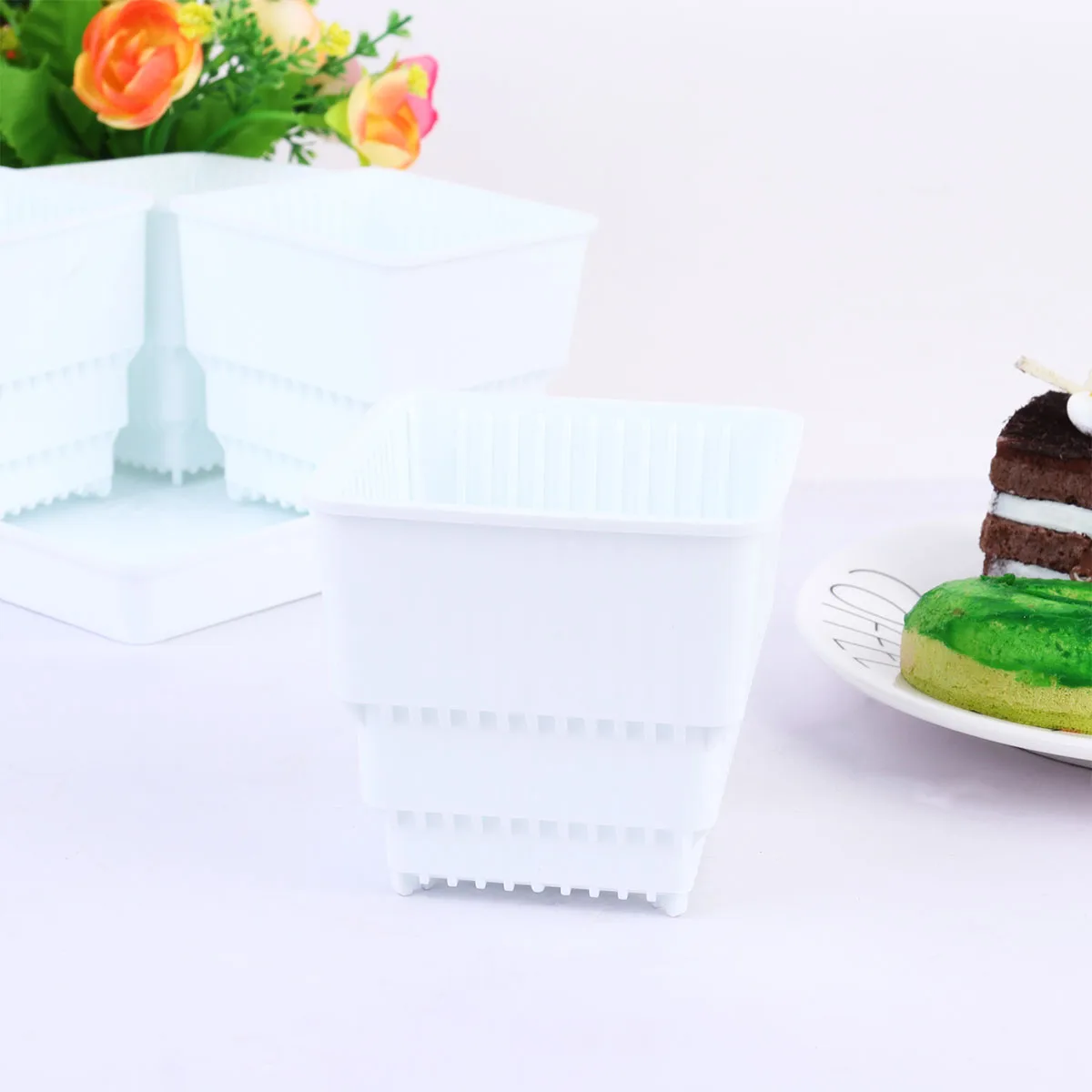 

Plastic Flower Pots Set Succulent Planters Drainage Holes Slits For Airflow Healthy Roots Desktop Garden Decor Black Bonsai