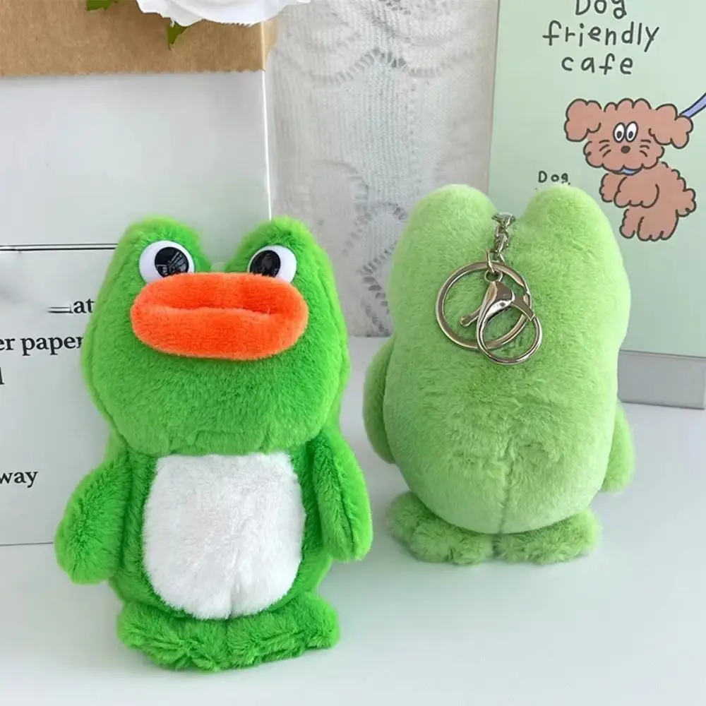 PP Cotton Plush Frog Doll Keychain Sausage Mouth Collection Stuffed Animal Pendant Fluffy Cartoon Frog Bag Pendant