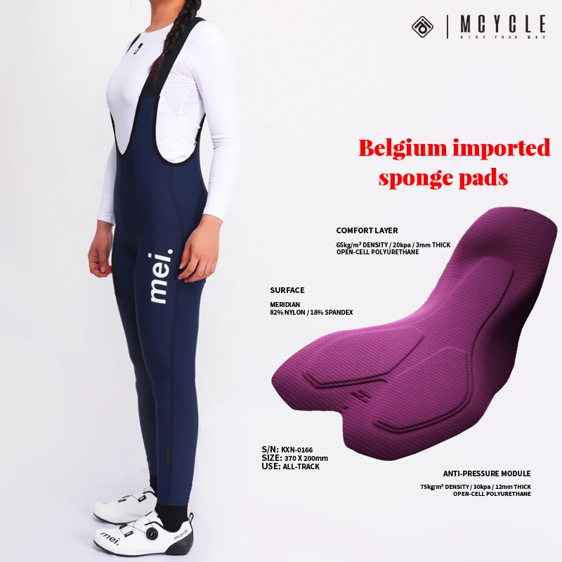 Mcycle Winter Padded Cycling Pants Breathable Road Bike Pants Winter Fleece Warm Cycling Long Bib Pants Women