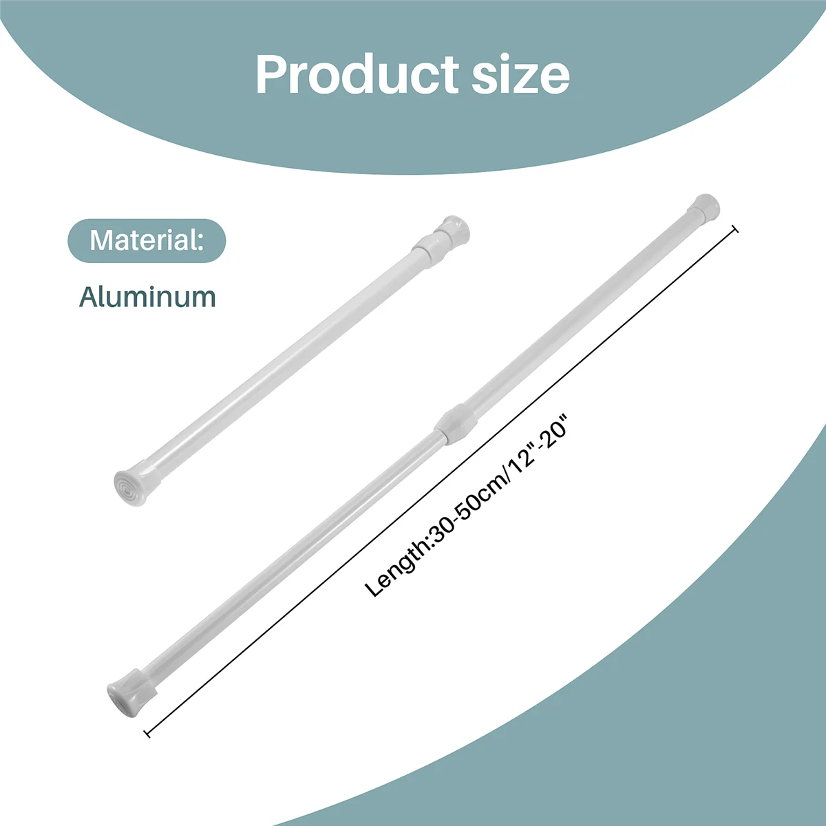 Telescopic shower rod shower curtain rod telescopic rod rod shower White 30-50 Cm