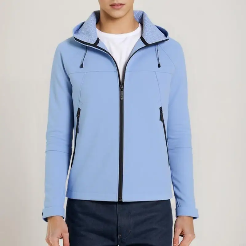 

Y3NE Breathable Windbreaker For Women Travel Long Sleeve Hooded Coat Water Resistant Zip Up Outerwear with Zip Pockets