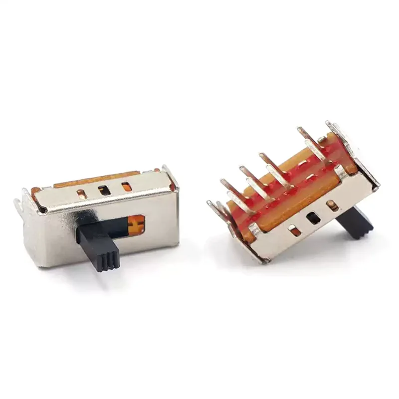 10PCS SS23D07 2P3T Toggle Slide Switch 8-Pin Vertical DIP with 5mm Handle & Bracket