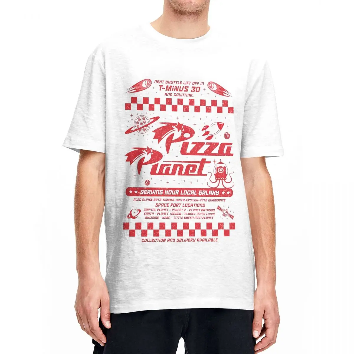 Pizza Planet T Shirt 30 Flyer film magliette moda maniche corte top Vintage estate puro cotone o-collo Plus Size vestiti