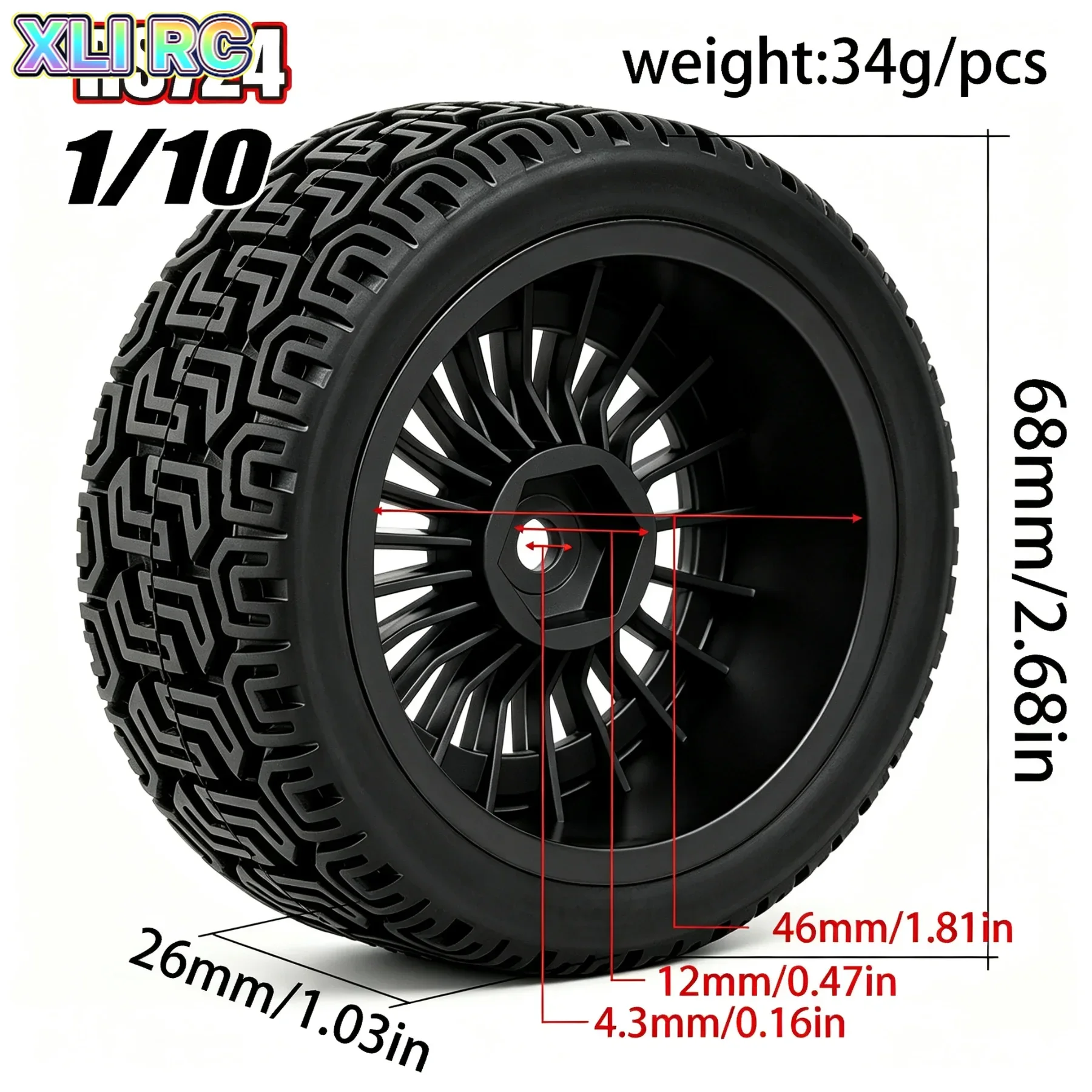 4Pcs 1/10 RC On-Road Racing Tire Wheel Set 68mm Un-glued for Tamiya TT02 HPI RS4 Traxxas 4Tec 3.0 RC Touring Car Upgrade Parts
