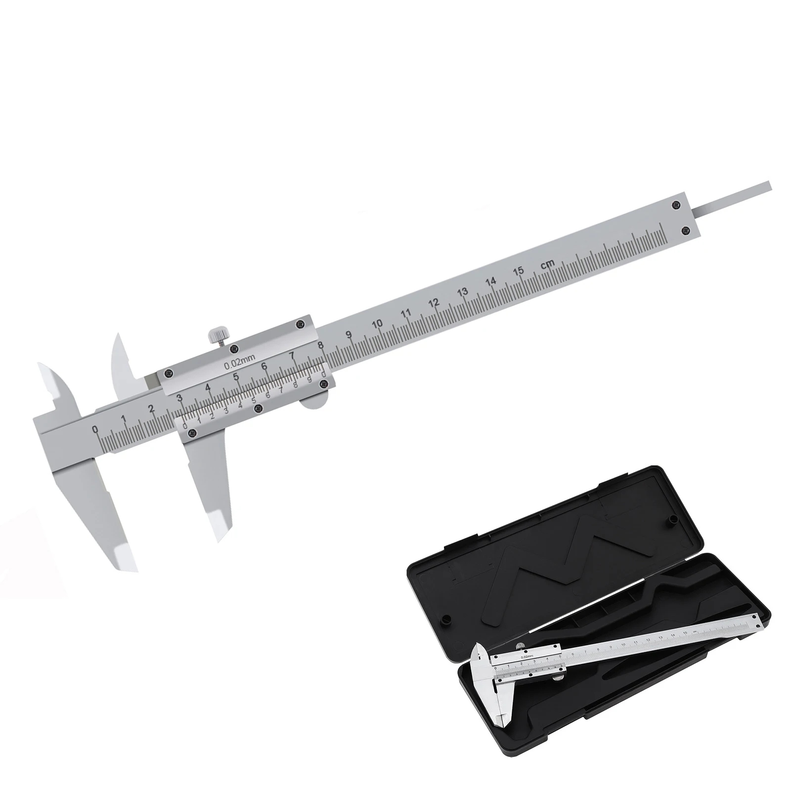 

0-150mm Carbon Steel 0.02mm High Precision Vernier Caliper with Storage Box, Non Digital Caliper Manual Measuring Tool