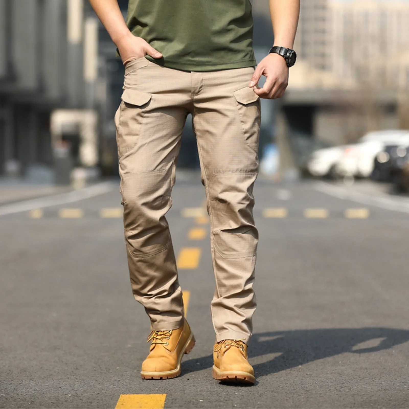 Men's Cargo Pants Outdoor Elastic Waist Loose Soft Pants Spring And Autumn Casual Pants With Pockets Fashion Jogger Trousers