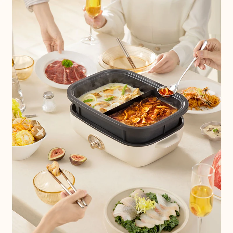 Elektrische Doppel geschmack Hot Pot Multifunktion kocher Küche Grill Split elektrische Kochtopf Chafing Dish Appareil Küche