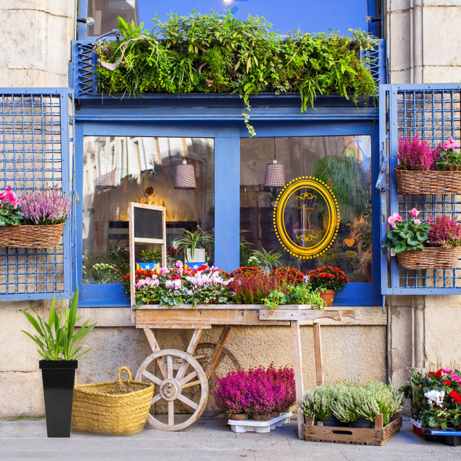 

1Pcs Plastic Flower Bucket Premium Heavy-Duty Floral Container for Home Office Balcony Decoration Flower