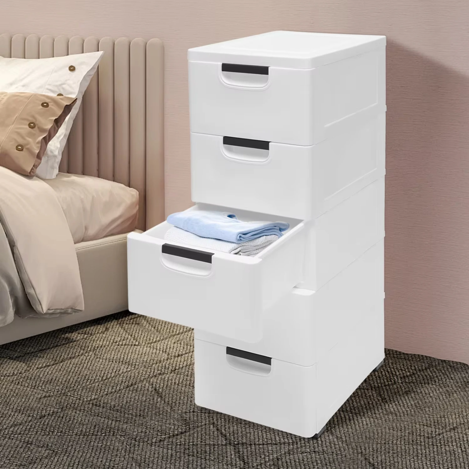 High-quality Plastic 5-Drawer Stackable Clothes Cabinet