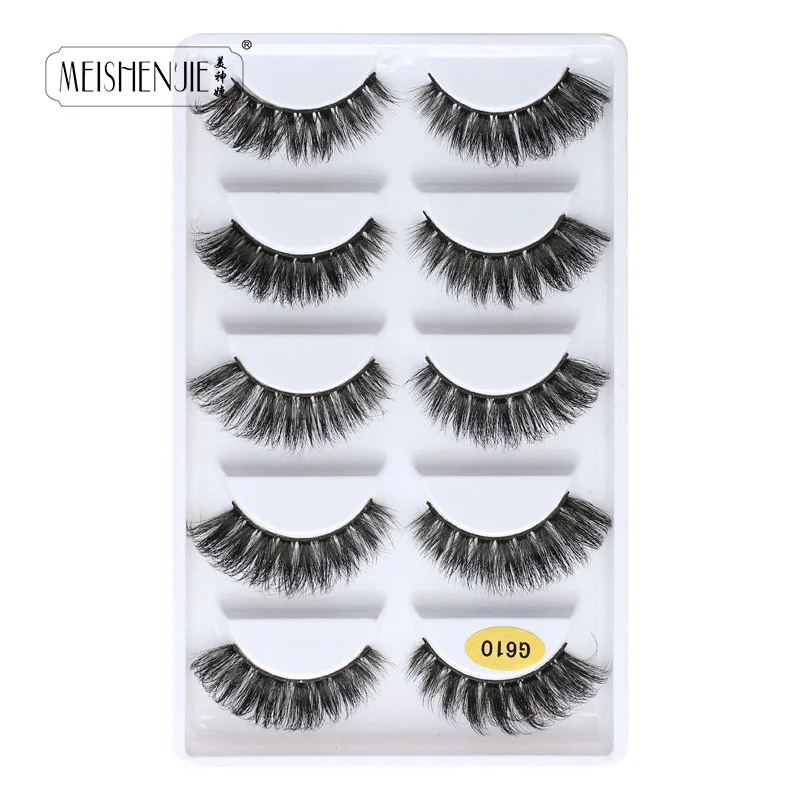 MEISHENJIE New 3/5 Pairs 3D Mink Eyelashes Natural Eyelashes Faux cils fluffy cilio Makeup Soft Fake Eyelash Extension G610