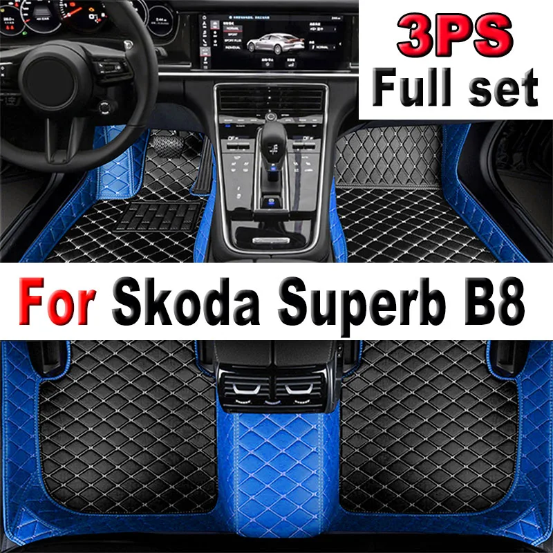 

Car Mats For Skoda Superb B8 3V 2016~2022 2021 2020 Carpets Rugs Leather Floor Mat Interior Parts Waterproof Pad Car Accessories