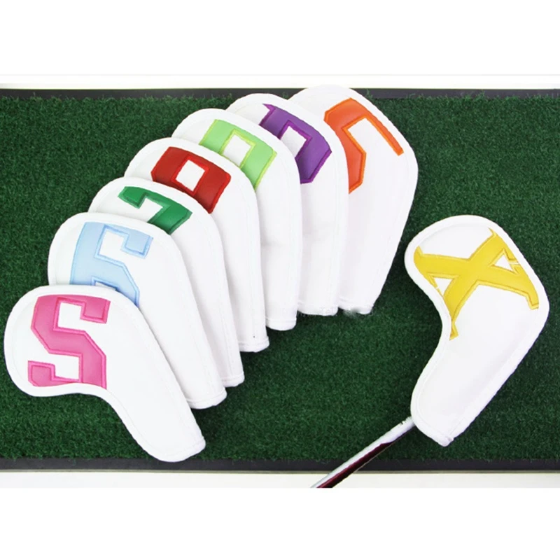 Golf Iron Set Head Cover Colorful Large Number Club Cap Set Iron Protection Sleeve Waterproof 10 Packs