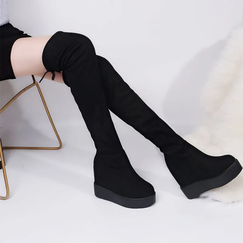 Comemore 2022 Fashion Hidden Heel Woman Long Over-the-knee Boot Women\'s Winter Platform High Socks Boots for Women Shoes Heels