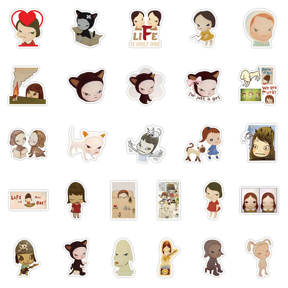 54 قطعة من ملصقات الدمى ذات الرأس الكبير للرسوم التوضيحية الكرتونية - شارات مقاومة للماء مرسومة يدويًا للأطفال لتسجيل متجر YourLife #4