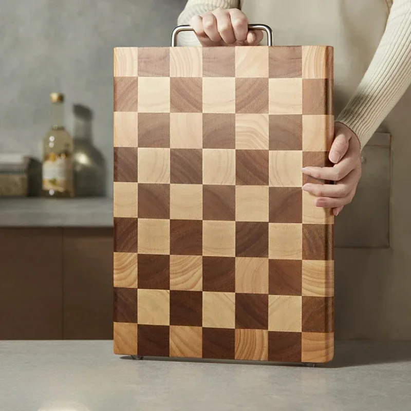 3CM Thick Checkerboard Cutting Board Deep Kitchen Board Solid Wood Cutting Board for Vegetables & Meat Heavy-Duty Wooden Cutting