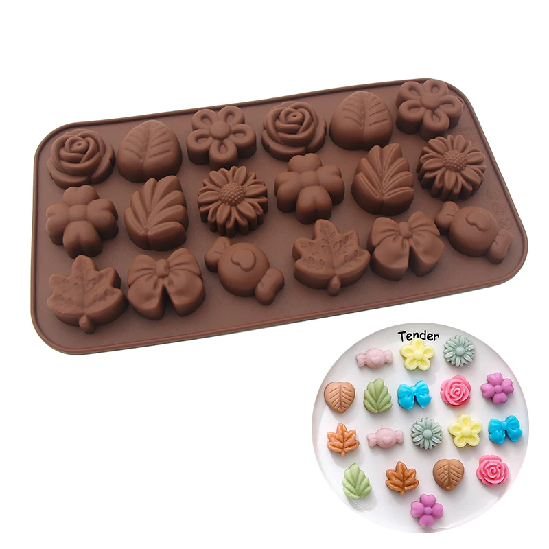 Rose Flower Leaf Shape Baking Mold Chocolate Candy Jelly Pudding Silicone Mould Resin Plaster Fondant Molder