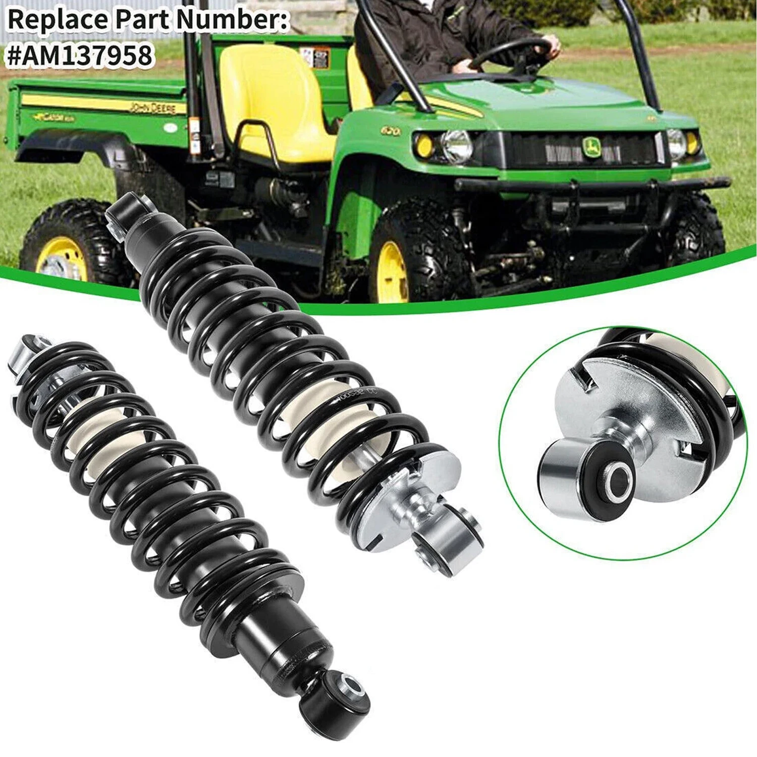 

Rear Coil-over Spring Shock Absorbers for John Deere Gator HPX 615E 815E/Gator XUV620I 4x4/Gator XUV850D 4x4 Replace #AM137958