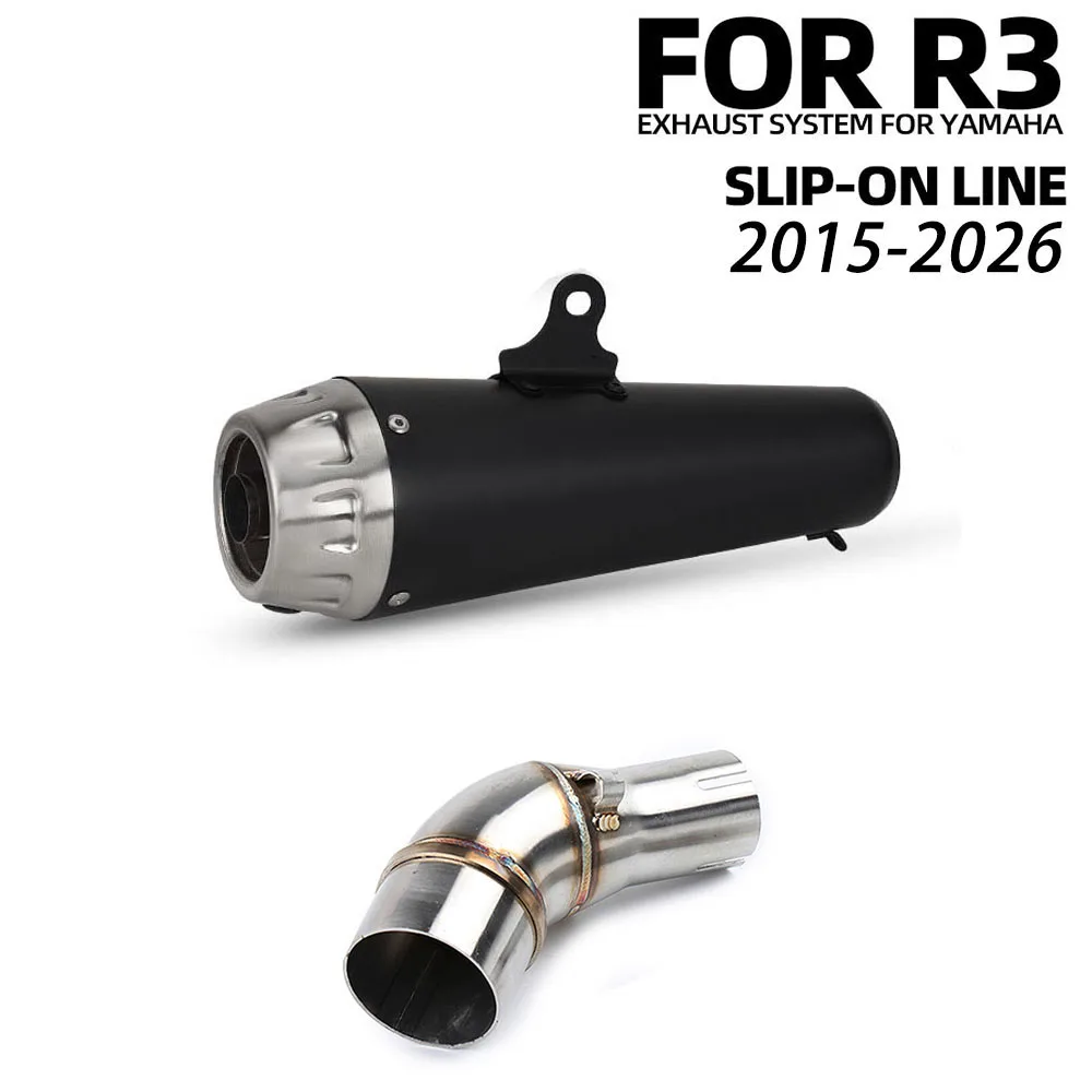 

Motorcycle Exhaust muffler with DB Killer For Yamaha YZF-R3/R25 MT03 MT25 MT-03/25 2015-2026 Moto Exhaust middle link pipe kit