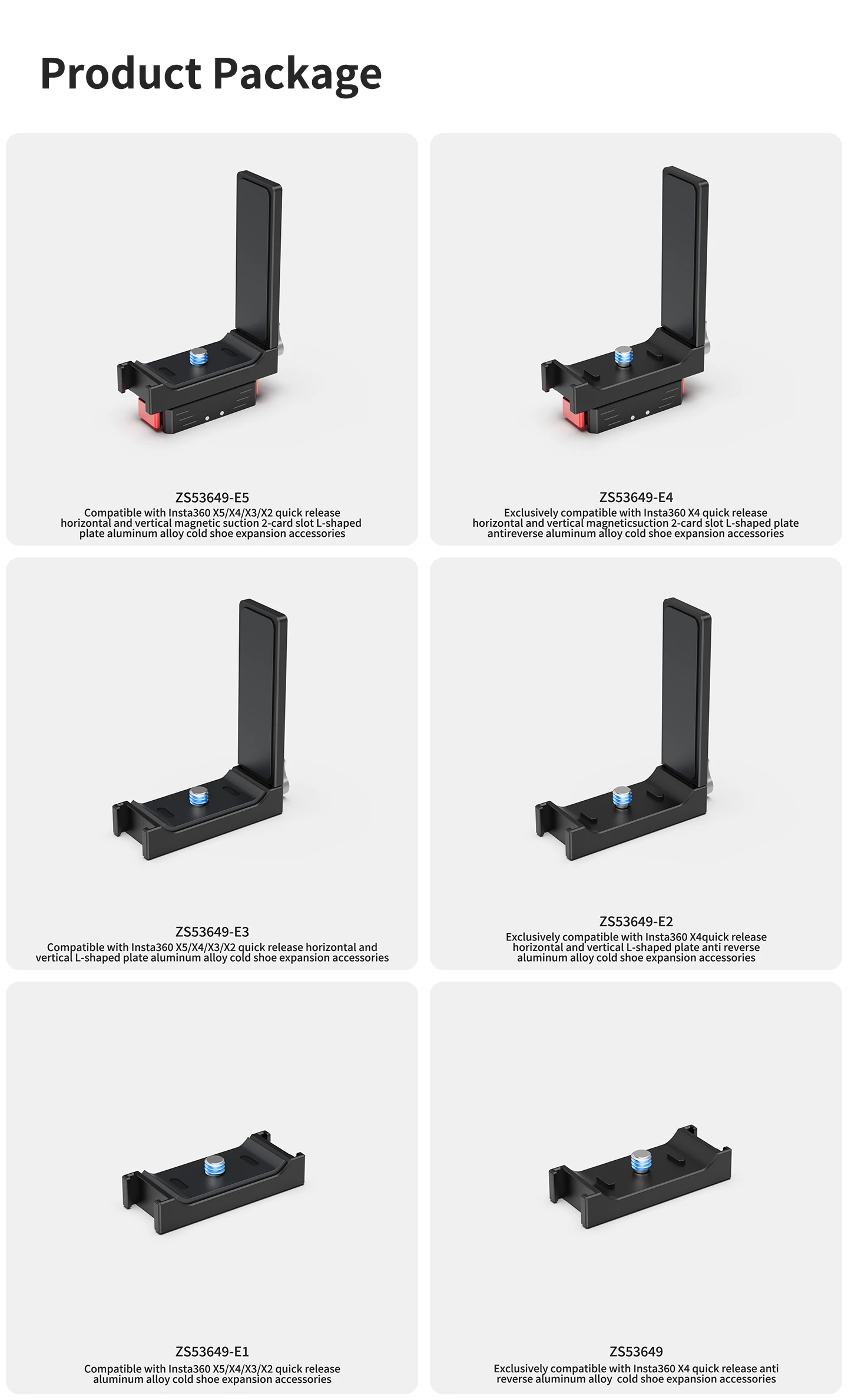 Schnellwechselplatte für Insta360 X5 X4 X3 X2 Fast Install Mount 1/4 Arri Selfie Stick Stativadapter Kaltschuh Mic Lichthalter – Detail 14