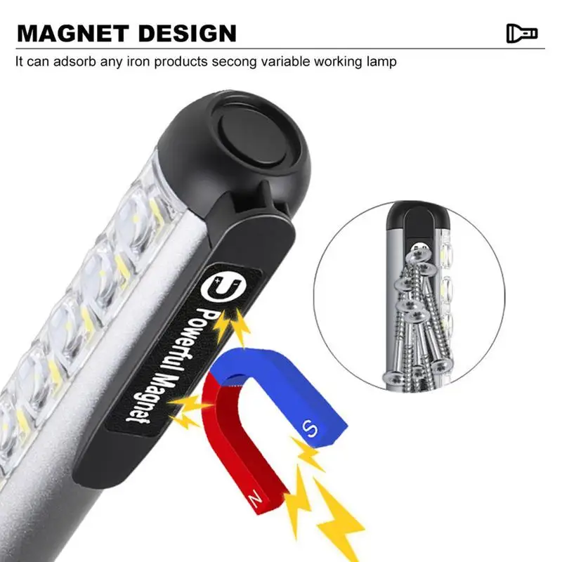 Magnetic Rechargeable Flashlight Aluminum Alloy IP65 Waterproof Multi Function Professional Mechanics Tool Working Outdoor Light
