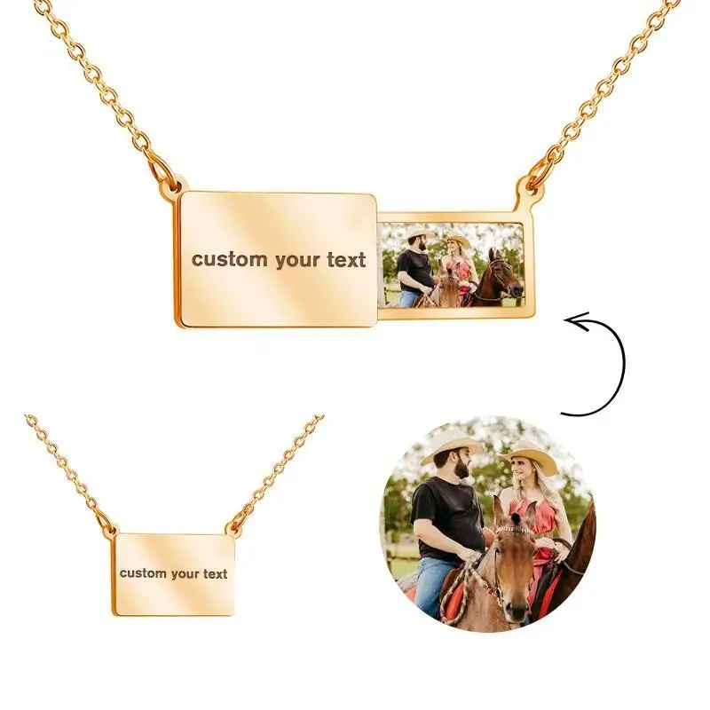 

Lateefah Creative Pull-Out Photo Envelope Necklace Valentine's Day Gift Stainless Steel Custom Collarbone Chain