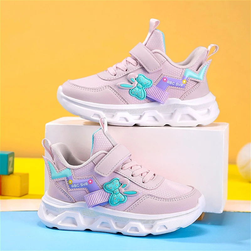 

New Girls Sneakers Cute Butterfly Print Fashion Pu Leather Kids Causal Shoes Outdoor Non-slip School Running Children Sport Shoe
