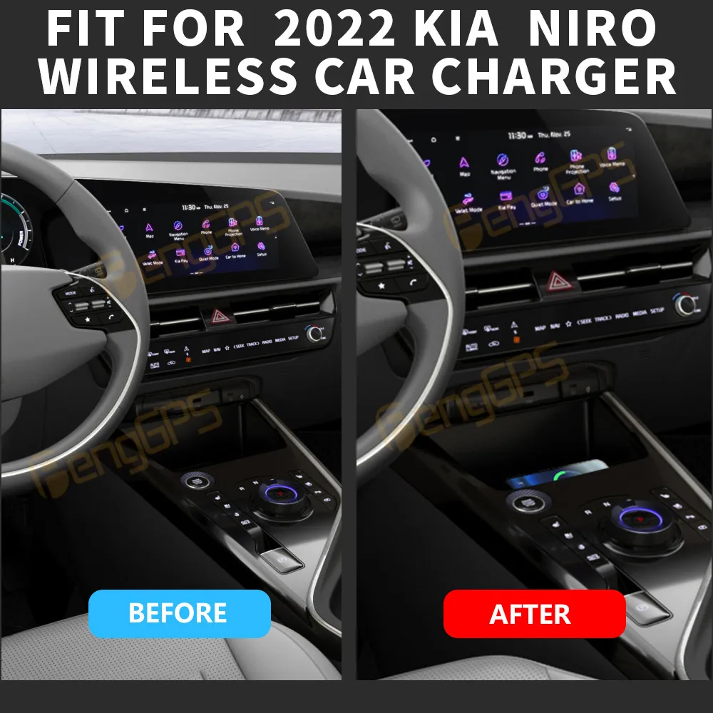 Dedicated Car Wireless Charger 15W Center Console Fast Phone Charging Panel For Kia Niro 2022 Interior Accessories