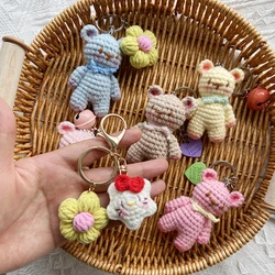 Handmade DIY Finished Crochet Knitted Bear pendant Kids Children Cute Gift Handcraft Bag Key Pendant
