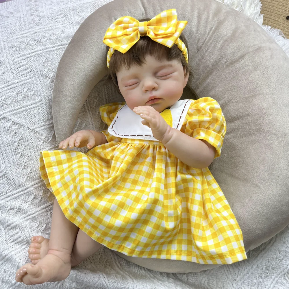 

BZDOLL Cloth Body 48 CM 19IN Reborn Asleep Baby Doll Toy For Girl Lifelike 3D Skin Doll with Blood Vessel Handmade Birthday Gift