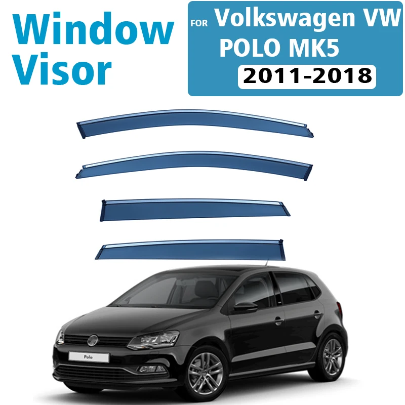 

FOR Volkswagen VW Polo MK5 Hatchback 2011-2018 Window Visors Rain Guard Windows Rain Cover Deflector Awning Shield Vent Guard