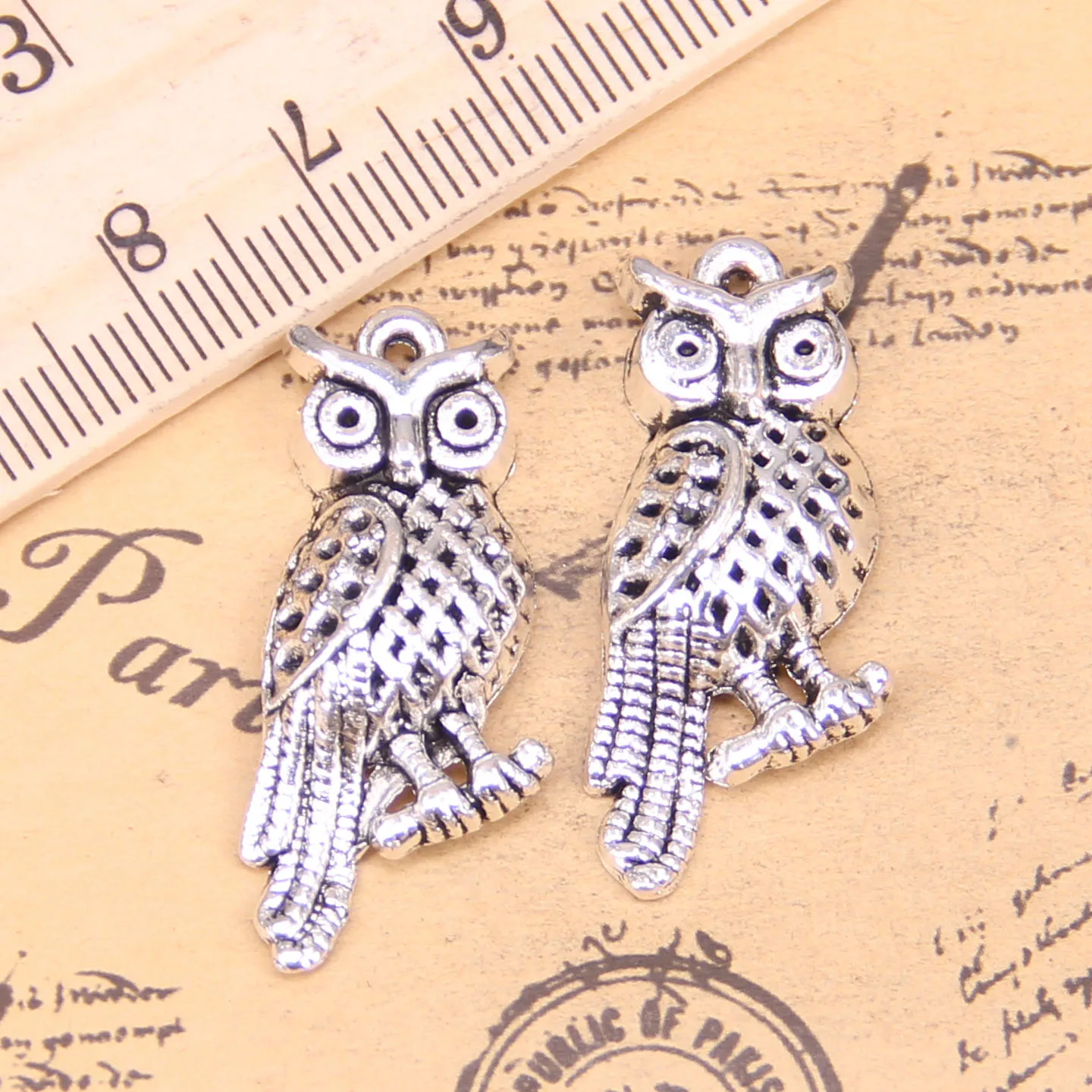 48pcs Jewelry Charms owl standing branch 33x15mm Antique Silver Plated Pendants Making DIY Handmade Tibetan Silver Jewelry