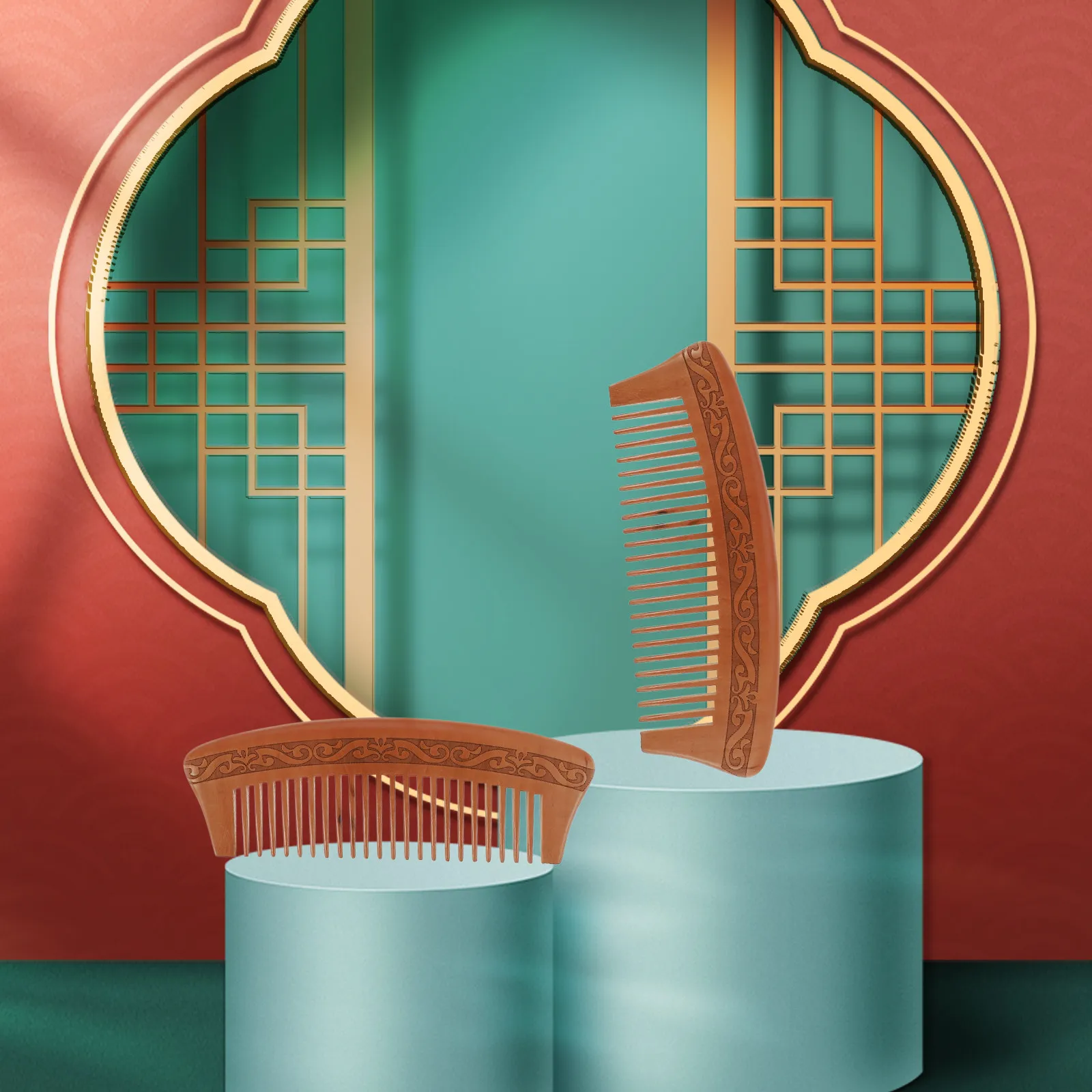 

3Pcs Natural Wood Hair Massage Combs Anti-Static Round Smooth Lightweight Combs for Adults Portable Scalp Massage Hair Styling