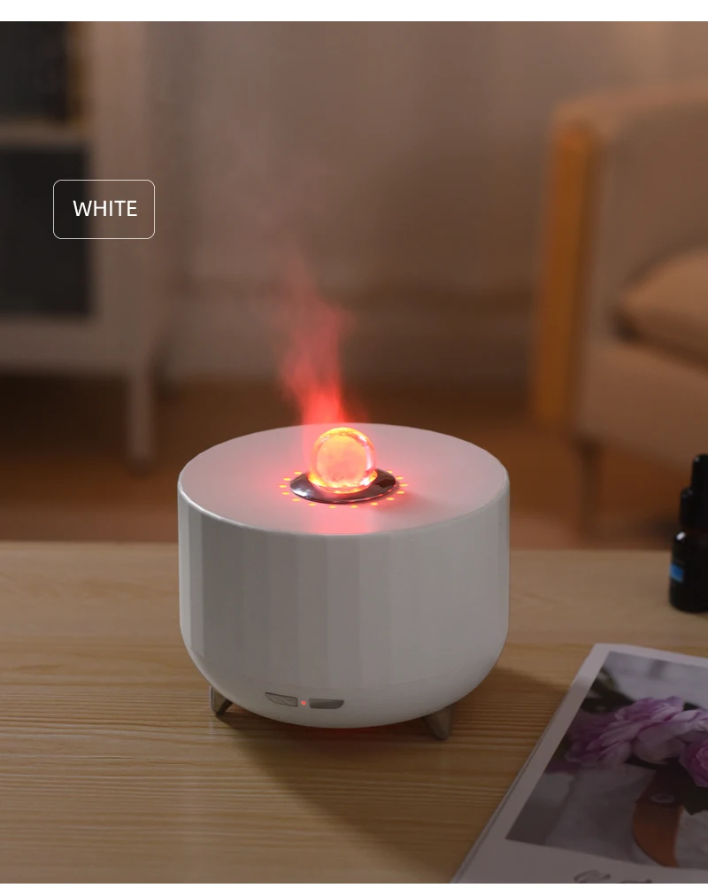 3D-Flammen-Aroma-Luftbefeuchter, 7-Farben-Licht, 2H/4H-Timer, 300ml, Diffusor für ätherische Öle, leiser Nebel, Tischdekoration für Zuhause und Büro – Detail 12